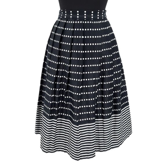 J.O.A. Dresses & Skirts - J.O.A. Los Angeles Black White Polka Dot Striped Pleated A-line Skirt Size S